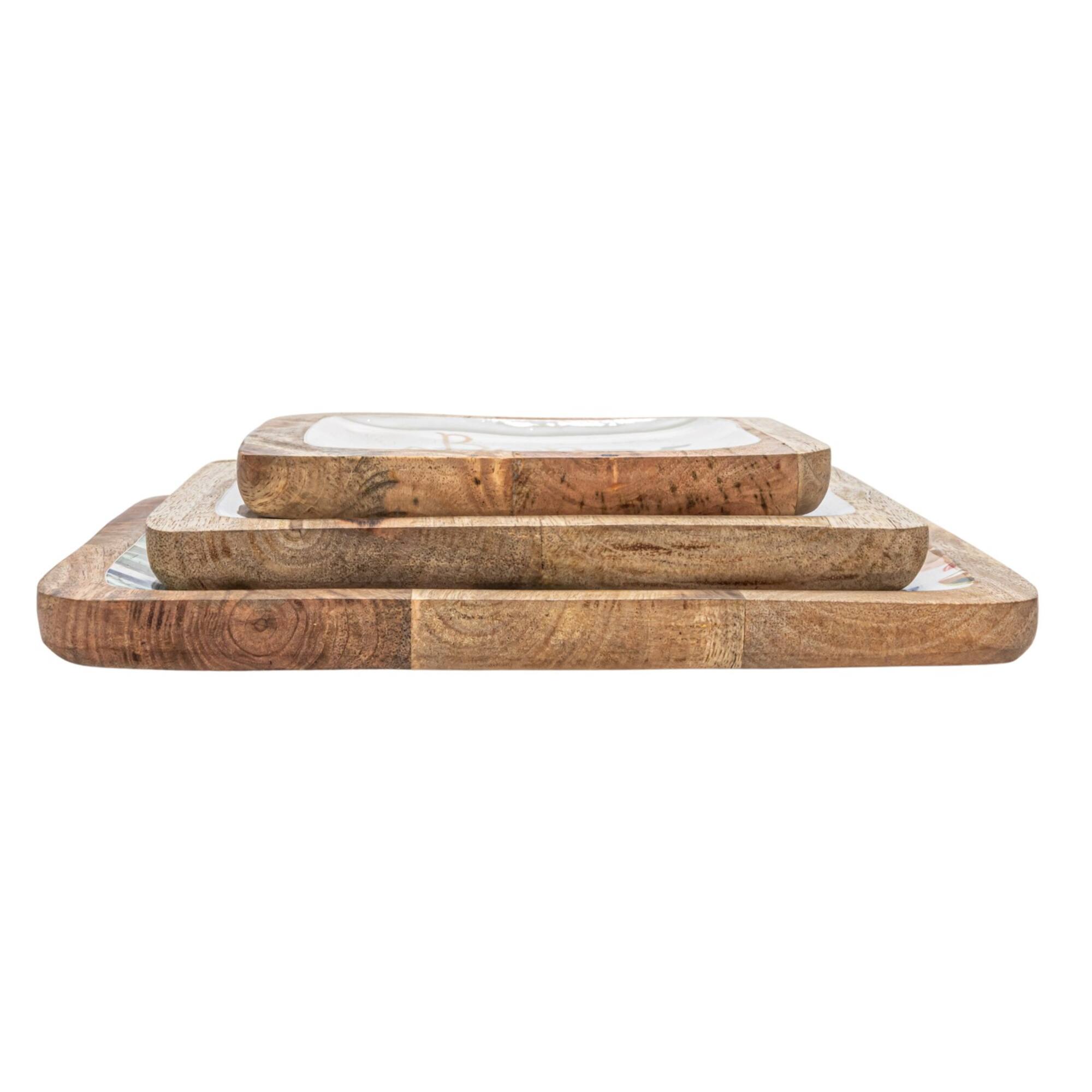 Hello Honey® Bon Apetit Enameled Mango Wood Tray Set